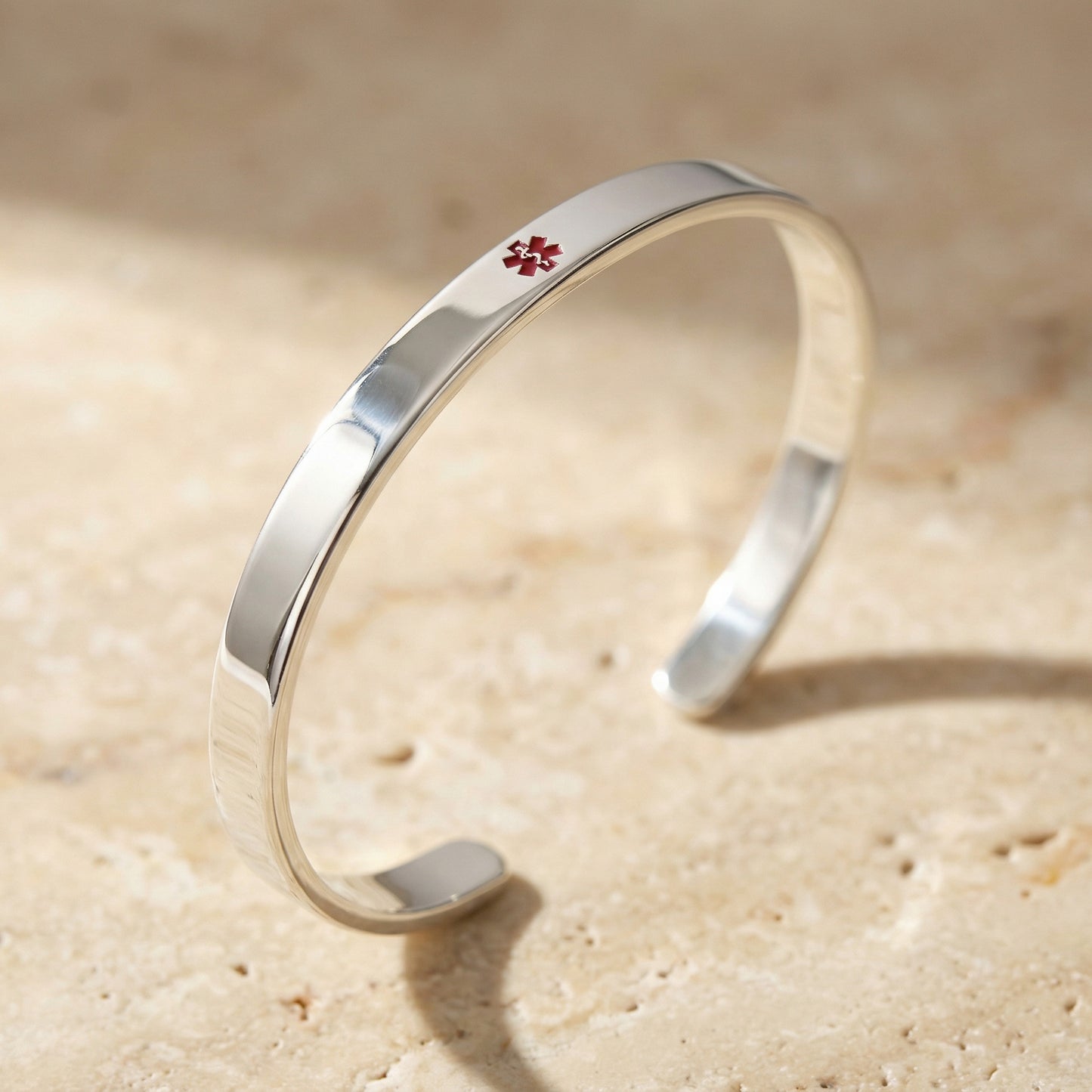 Personalized sterling silver medical ID bracelet with custom engraving