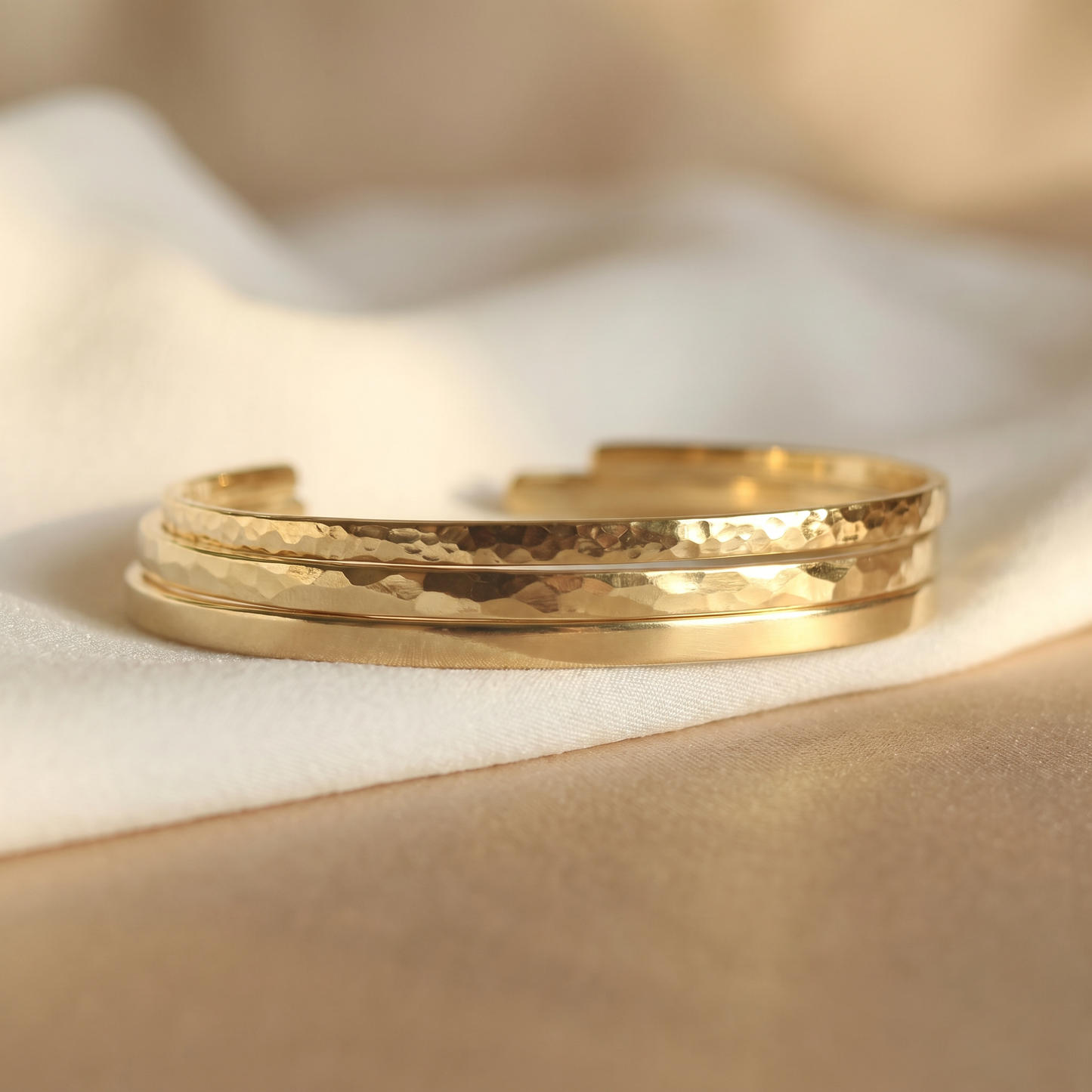 Personalized 3mm gold plated cuff bracelets with different finish